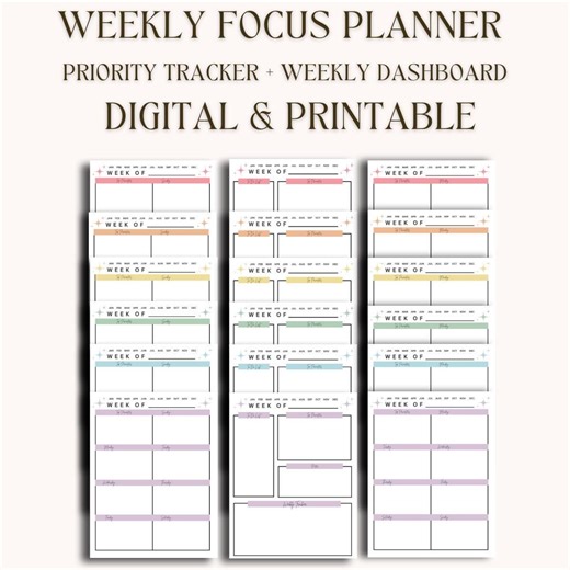 Weekly Planner Bundle | 18 Pages | Monday & Sunday Start | Digital and Printable | GoodNotes and Notability | Undated | Instant Download