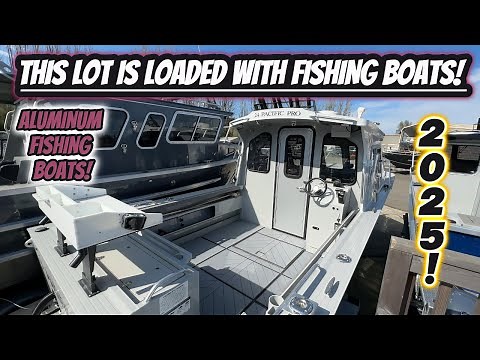 2025! This lot is loaded with fishing boats! Aluminum fishing boats. New & used! #fishingboat