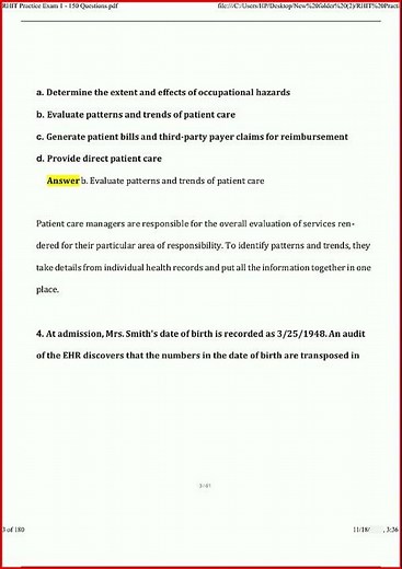 Rhit Practice Exam 1 150 Questions Actual Questions And Veri video