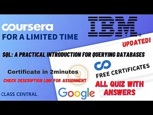 SQL: A Practical Introduction for Querying Databases,(week-1-5) All Quiz Answers.#coursera #quiz