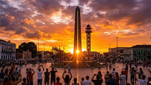 Na Capital do Meio do Mundo, o “Marco Zero” marca a Linha do Equador em meio às águas do rio Amazonas
