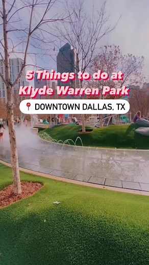 🌟 5 Things to do at Klyde Warren Park in downtown Dallas!🌟 1. Play at the Sheila and Jody Grant Children’s Park. This playground is gated, has restrooms, and features beautiful views of the Dallas skyline! 2. Right next to the children’s park is the Imagination Playground where children can use blocks to build their own city! 3. Grand donuts from @thesaltydonut pop-up shop. This donut stand is open each weekend Friday-Sunday from 8am-8pm. You’ll find delicious, interesting flavors and monthly 