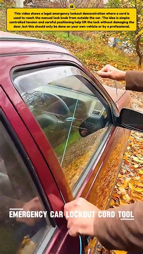 Emergency Car Lockout Rescue Using a Cord #Locksmith #CarSafety #RoadsideHelp