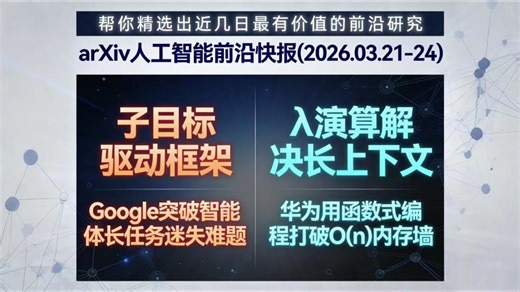 arXiv人工智能前沿快报(2026.03.21-24) | 子目标驱动框架；λ演算长上下文