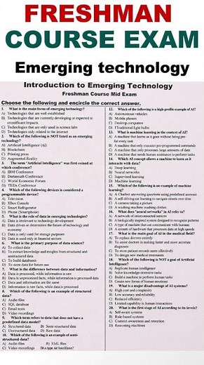 Emerging Technology Mid-Exam #freshmancourse #universitycourse