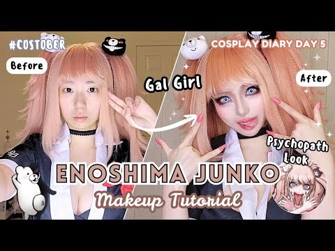 Enoshima Junko Cosplay Makeup🧸 Gal Girl Vibes 🖤Psychopath Look Tutorial ✨| Cosplay Diary DAY 5