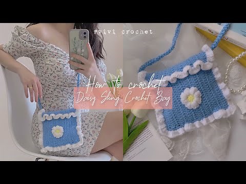 🌼 How to crochet Cute Sling Crochet Bag | Daisy Crochet bag | Beginner Friendly 🌼