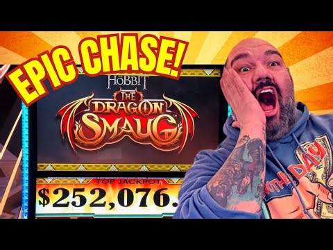 MASSIVE TOP JACKPOT HUNT IN THE HOBBIT SLOT MACHINE!! with VegasLowRoller
