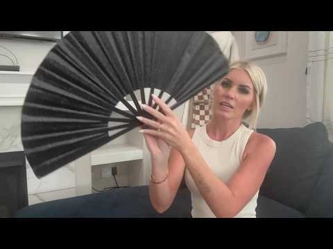 Womwpmt 13-Inch Large Glitter Black Folding Fan – Professional Rave Fan for Clacking & Popping