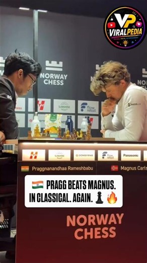 ♟️Praggnanandhaa DEFEATS Magnus Carlsen at Norway Chess 2026! 🤯🔥#norwaychess #carlsen #magnuscarlsen
