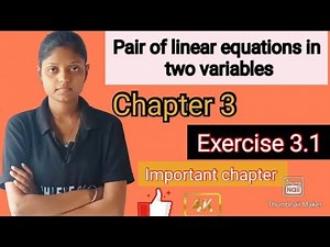 Pair of Linear Equations in 2 Variable | exercise 3.1 LECTURE class 10th mathematics | chapter 3
