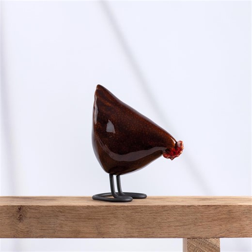 Brown Ceramic Chicken | Decorative Hen Figurine | Country Decor - Etsy Canada