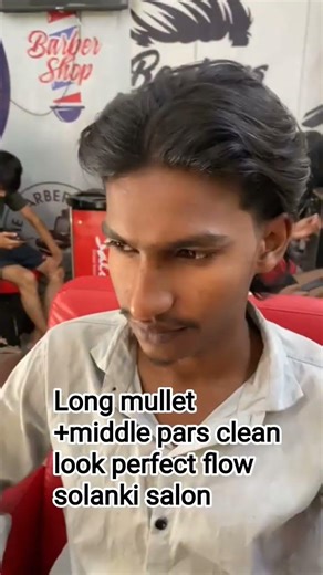 Long mullet +middle pars clean look perfect flow solanki salon #barber #barbershop #solankisalon