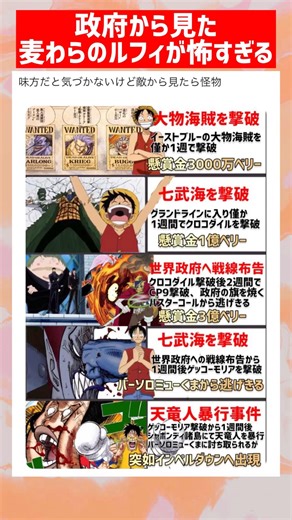 世界政府から見た麦わらのルフィが怖すぎる #ワンピース #アニメ #漫画