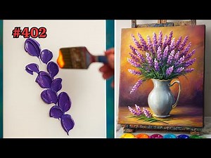 How to Paint Lavender Flowers in a Vase | Easy Acrylic Flower Painting Tutorial #402