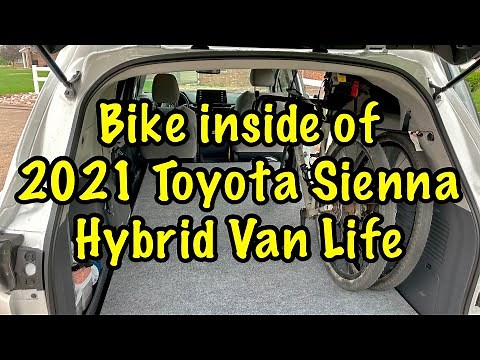 Bike inside of 2021 Toyota Sienna Hybrid Van Life