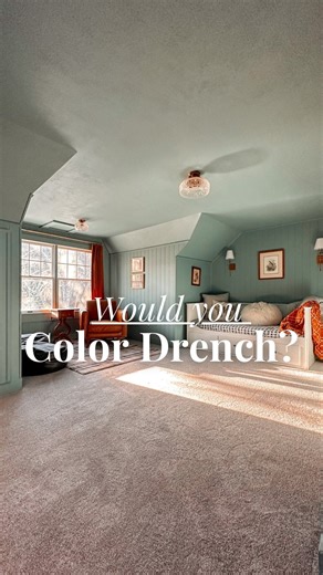 Laura Avery | DIY & Home on Instagram: "What is color drenching? ⤵️ Color drenching is a design technique where you paint the entire room, including the doors, ceiling and trim the same hue. This color punch can create and a visual effect that makes a room feel larger. Have you color drenched?"
