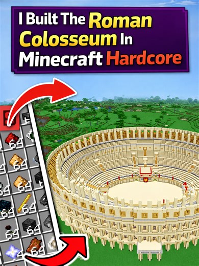 Building the Roman Colosseum in Minecraft Hardcore