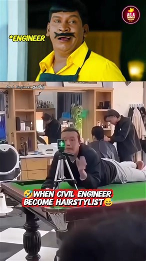 As A Engineer தமிழ் on Instagram: "🥲🤣 இது என்னடா Saloon க்கு வந்த சோதனை 😂🤣 Civil Engineer became a Hairstylist பரிதாபங்கள் 🧭🛞 As A Engineer Tamil 🧭 #shorts #reels #asaengineertamil #hairstylist #hairdresser #funvideo #civil_engineer #Construction #saloon"