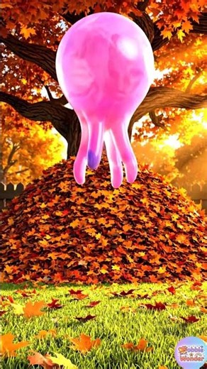 Bloop's Leaf Pile Tumble! 🍂🐙 Autumn Cannonball Fun | Wobble & Wonder