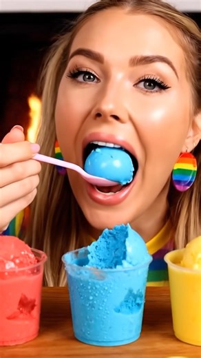 🍦 RAINBOW ICE CREAM CUPS ASMR KIDS CAN’T STOP 😍🌈🔥 #mukbang #eating #asmr #food #icecre #eatingsound