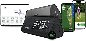 SwingLogic SLX Hybrid Pro Launch Monitor - Combined with HD Magnetic Speaker - Effectively Track Your Ball Speed, Club Speed, Distance and Smash Factor - Portable Golf GPS Device via Bluetooth (Black)