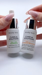 Boost skin’s vibrancy and accelerate surface renewal with the NEW Clinical Solutions® Boosters! 🤩 [Video description: Clinical Solutions® PHA AHA Resurfacer and Clinical Solutions® Ferulic Niacinamide Brightener against a white background.] — Améliorez l’éclat de la peau et accélérez renouvellement de la couche supérieure de l’épiderme avec les NOUVEAUX Dynamisants Clinical Solutions® ! 🤩 [Description de la vidéo: Lisseur au PHA AHA Mary Kay Clinical Solutions® et Éclaircissant à l’acide férul