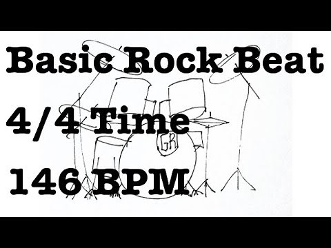 Basic Rock Drum Beat - 146 BPM - 4/4 Time - Metronome Loop 146BPM - Rock Beat - Drum Backing Track