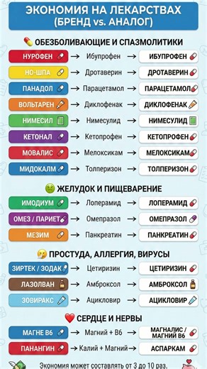 Аптеки молчат об этом! 🤫 Дешевые аналоги дорогих лекарств. #здоровье