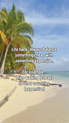 Financial advice I fully stand behind: do something cheap… just do it somewhere expensive. Walking is free. Walking on a beach with palm trees in another country? That’s called balance. 😝 #SeafoamThoughts #BeachHumor #TravelMindset #PalmTreeEnergy #OceanAir