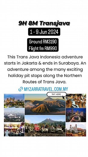 Kami ada departure ke Indonesia - Transjava 9H 8M dari 1 hingga 9 Jun 2024. Travel route Jakarta Bandung Semarang Jogjakarta Malang Surabaya Madura Full board makan halal. Small group. https://www.myzarratravel.com.my/9-days-8-nights-trans-java-tour-jakarta-bandung-semarang-jogjakarta-bromo-malang-surabaya-madura/ wasap.my/60192277253/transjava #transjava #myzarratravel | MyZarra Travel & Services Sdn Bhd | Facebook