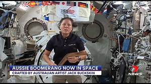 6.4K views · 60 reactions | A boomerang crafted by Indigenous Australian artist Jack Buckskin has made it onto the International Space Station to wish the crew a safe return. www.7NEWS.com.au #Space #7NEWS | 7NEWS Sydney | Facebook