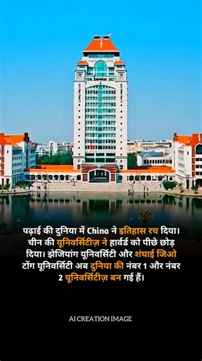 China has made history in the world of education. Chinese universities have surpassed Harvard. Zhejiang University and Shanghai Jiao Tong University are now the world's number 1 and number 2 universities. #viralreelsシ #viralreelschallenge #trendingreels #facebookreels #Real #China #university #college | रोज तथ्य
