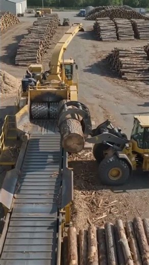 Giant Wood Chipper Machine in Action | 30 Seconds of Powerful Wood Processing | AI 4K