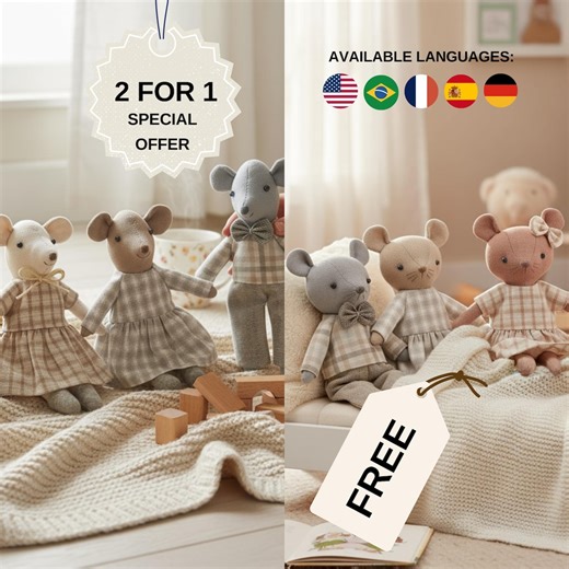 Mouse Sewing Pattern – Tiny Mouse Family Sewing Patterns Pdf With Clothes, Mini Fabric Mice Pattern to Sew - Etsy Australia