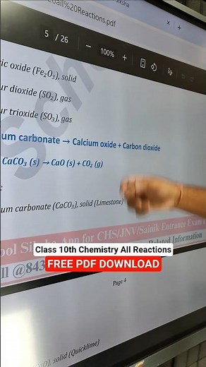 Class 10th Chemistry NCERT All Chemical Reaction Free PDF notes Download #cbse10th