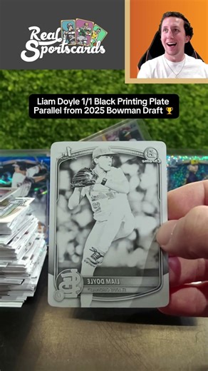 Liam Doyle 1/1 Black Printing Plate Parallel from 2025 Bowman Draft 🏆