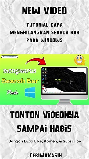 Tutorial Cara Menghilangkan Search Bar pada Windows #shorts #searchbar #windows