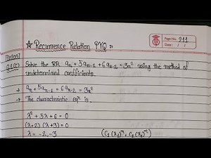 3.3.4.1 - Recurrence Relation PYQ Solution - Recurrence Relation - DM