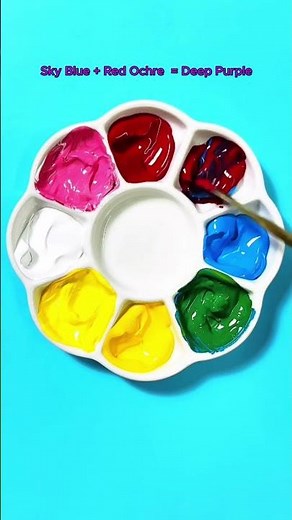 Relaxing when mixing four colors: Red, White, Yellow, and Blue together.#colormixing #art #asmr