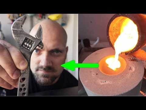 Turning a 3D print into Cast Iron Wrench with a Microwave