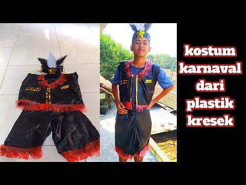 cara membuat kostum karnaval cowok dari plastik kresek II kostum daur ulang