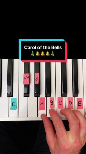 Carol of the Bells - Easy piano Tutorial 🤶🎄🔔 #pianotutorial #carolofthebells #pianotok #christmassong