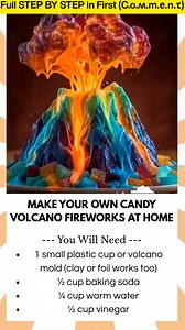 23K views · 112 reactions | Make Your Own Candy Volcano Fireworks at Home Looking for a fizzy, colorful experiment that kids will love? This DIY Candy Volcano combines science and fun in one explosive activity. With baking soda, vinegar, and candies, you’ll create a dazzling eruption of color, fizz, and sparkle—just like mini fireworks in a volcano! | Kira Recipes | Facebook