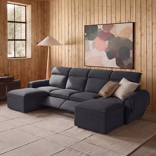 Latitude Run® 4 Seater Modular Sectional Power Reclining Sofa with 2 Ottomans, Recliner Couch with Storage & Reviews | Wayfair