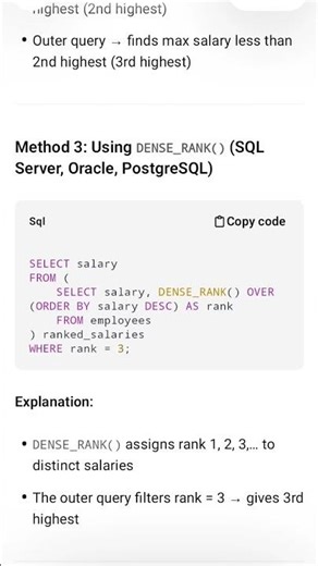 SQL Query to find the 3rd highest salary from employee table #shorts