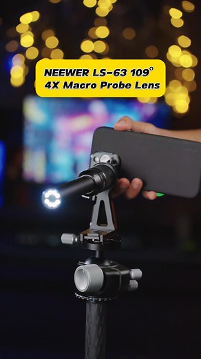 4× Macro Probe Lens for Smartphones 4× magnification with a 109° wide view. Built-in LED and 130mm water-resistant probe for precise macro photography | Neewer