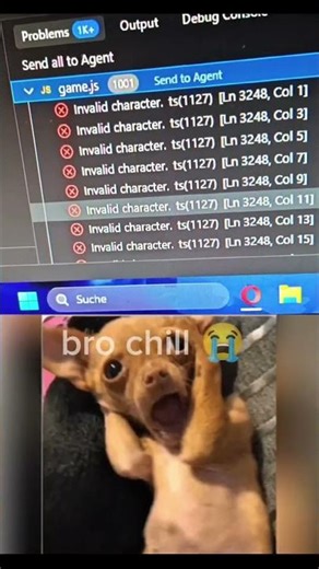I Changed One Line… 1001 Errors. bro chill 😭 #codingmemes #programminghumor #vscode #javascriptmemes