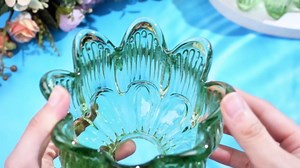 2 Pcs Green Glass Lotus Lamp Shades Small Flower Sconce Shade E26 Base 1.38" Top x 4.92" Dia. x 4.13" H Mini Lampshades Replacement for Floor Table Chandelier Decor Vanity Pendant Light Covers