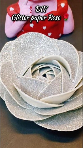 DIY Glitter Paper Rose 🌹 | Easy Handmade Rose Craft | Paper Flower Making at Home #rose #shortsfeed
